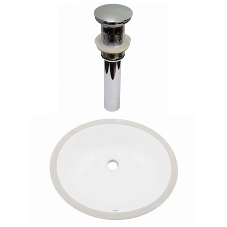 16.5 W CUPC Oval Undermount Sink Set In White, Chrome Hardware, Overflow Drain Incl.